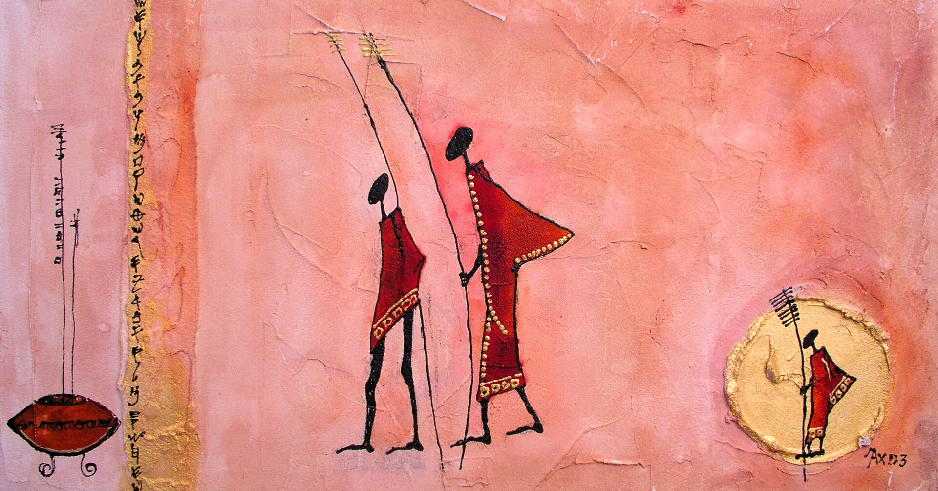 Paint of African father and son