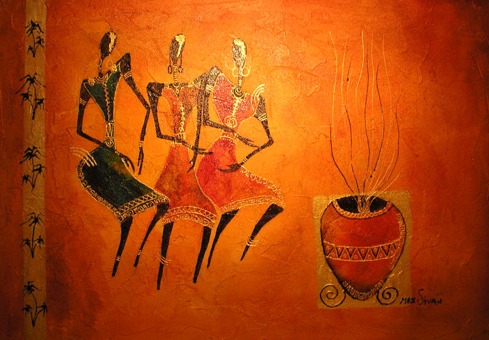 Paint of African women dancing